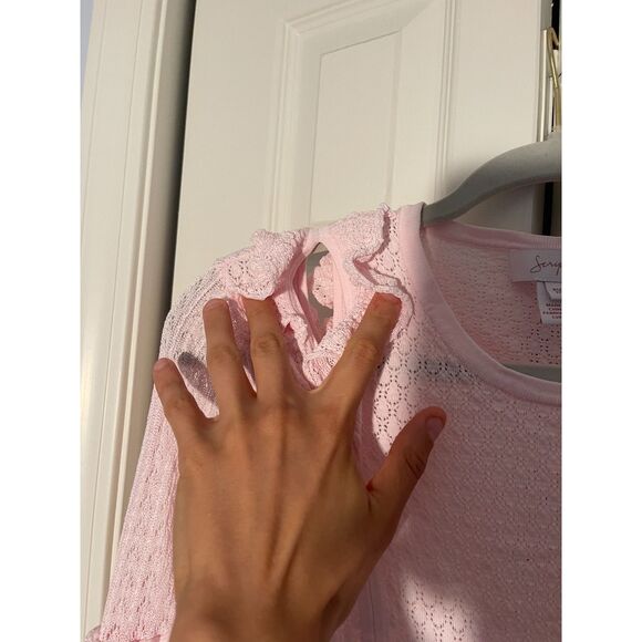 Scripted Frilled Long Sleeve Top/Blouse Petite - Picture 3 of 5